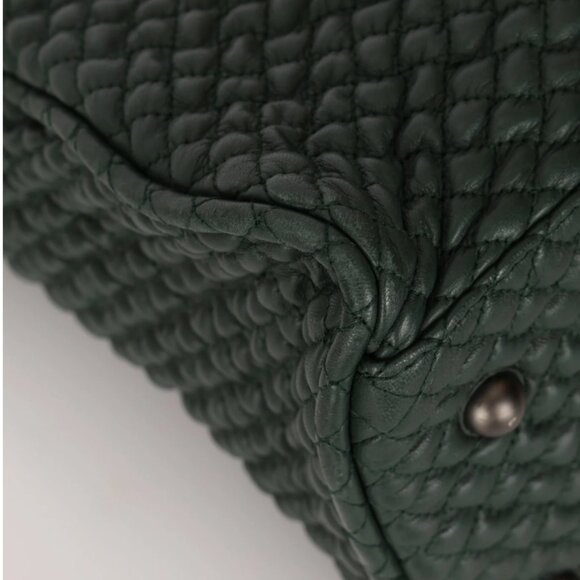 Bottega Veneta Intrecciato Green Top Handle Bag Woven Leather - Picture 8 of 15